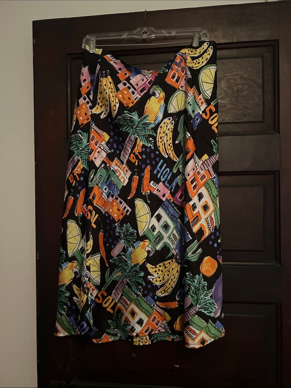 Peach Love California Black Tropical Maxi Dress with Multicolor Print
